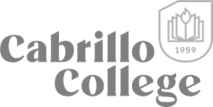 Cabrillo College logo with pixel components desaturated via the average of components