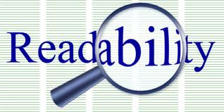 Image displaying the word "Readability" with a magnifying glass in the foreground and nondescript text in the background.